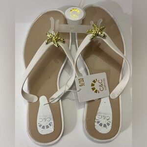 C&C California Women's Sandals with Gold Starfish size 9-10
